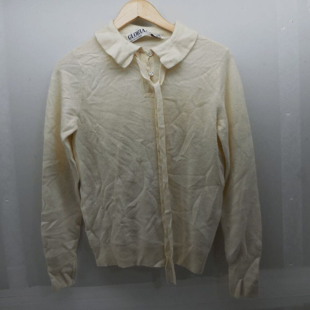 VTG Gloria Sachs Henley 100% Cashmere Scottish Sweater Womens Size Large UK